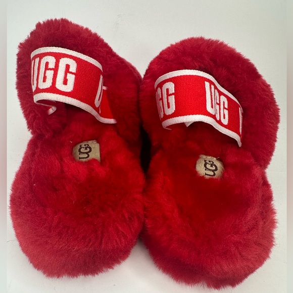 UGG Fluff Yeah Women's Slingback Slide Slippers in Samba Red - Picture 6 of 9